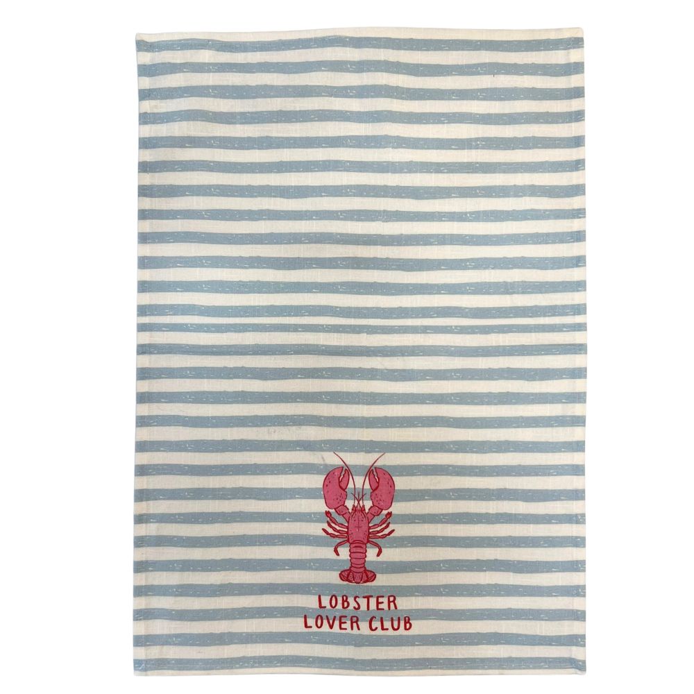 gestreiftes Geschirrtuch mit Lobstermotiv