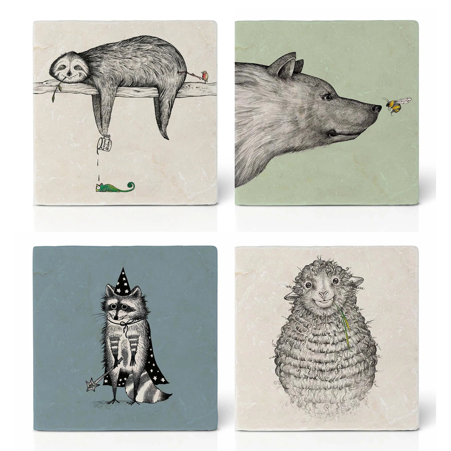 Fliesenuntersetzer 4er - Set Tierwelt