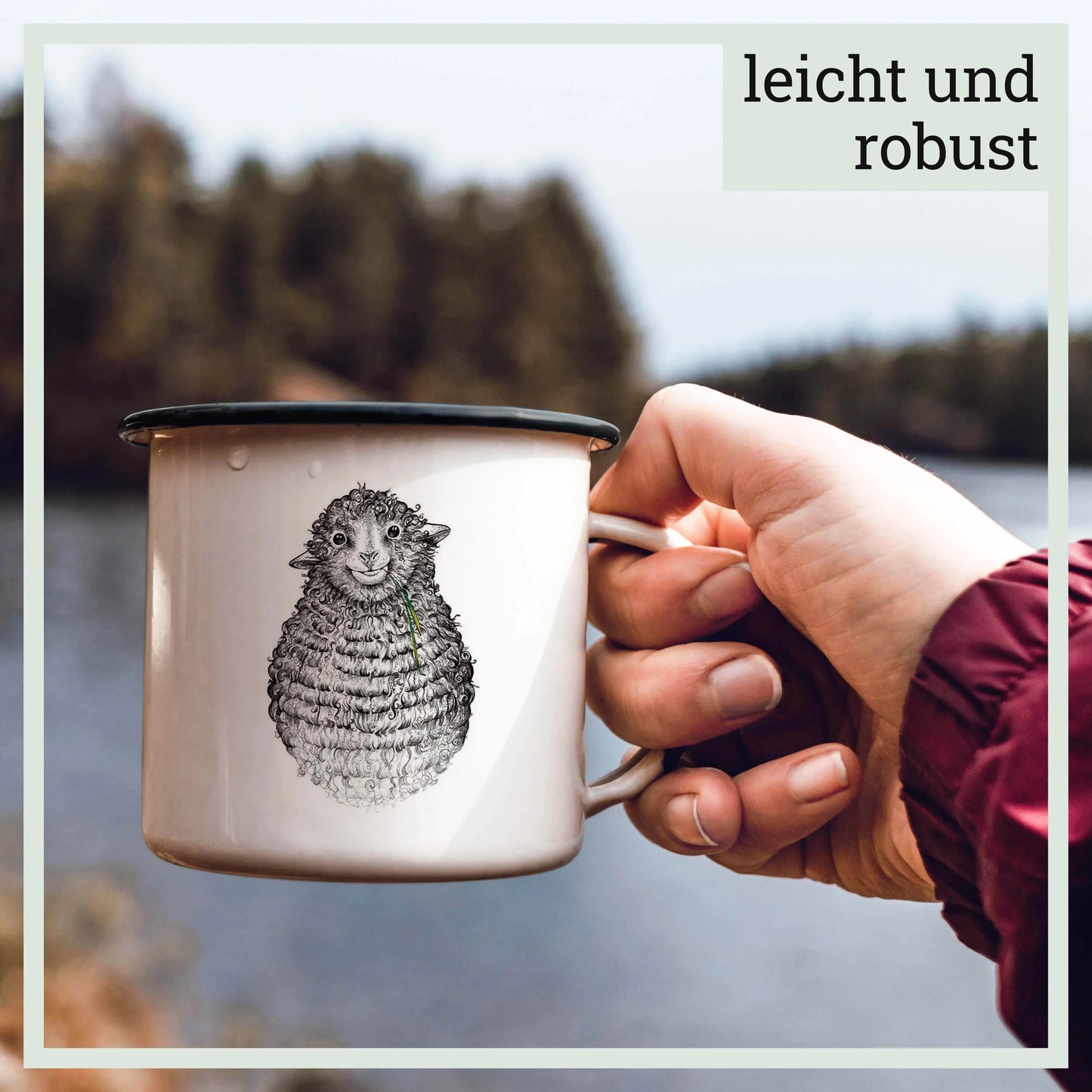 Emailletasse - Schaf Wollfried