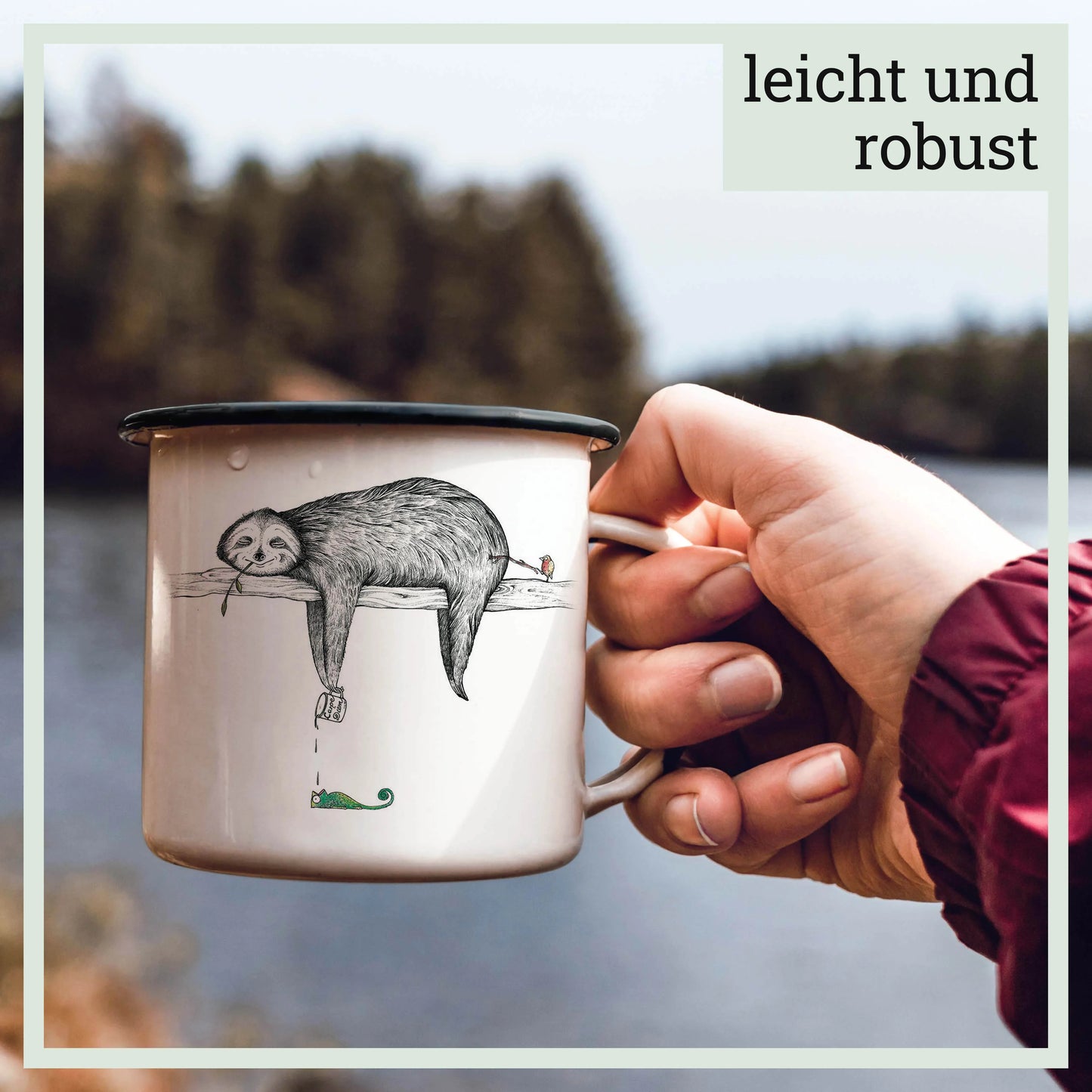 Emailletasse - Faultier