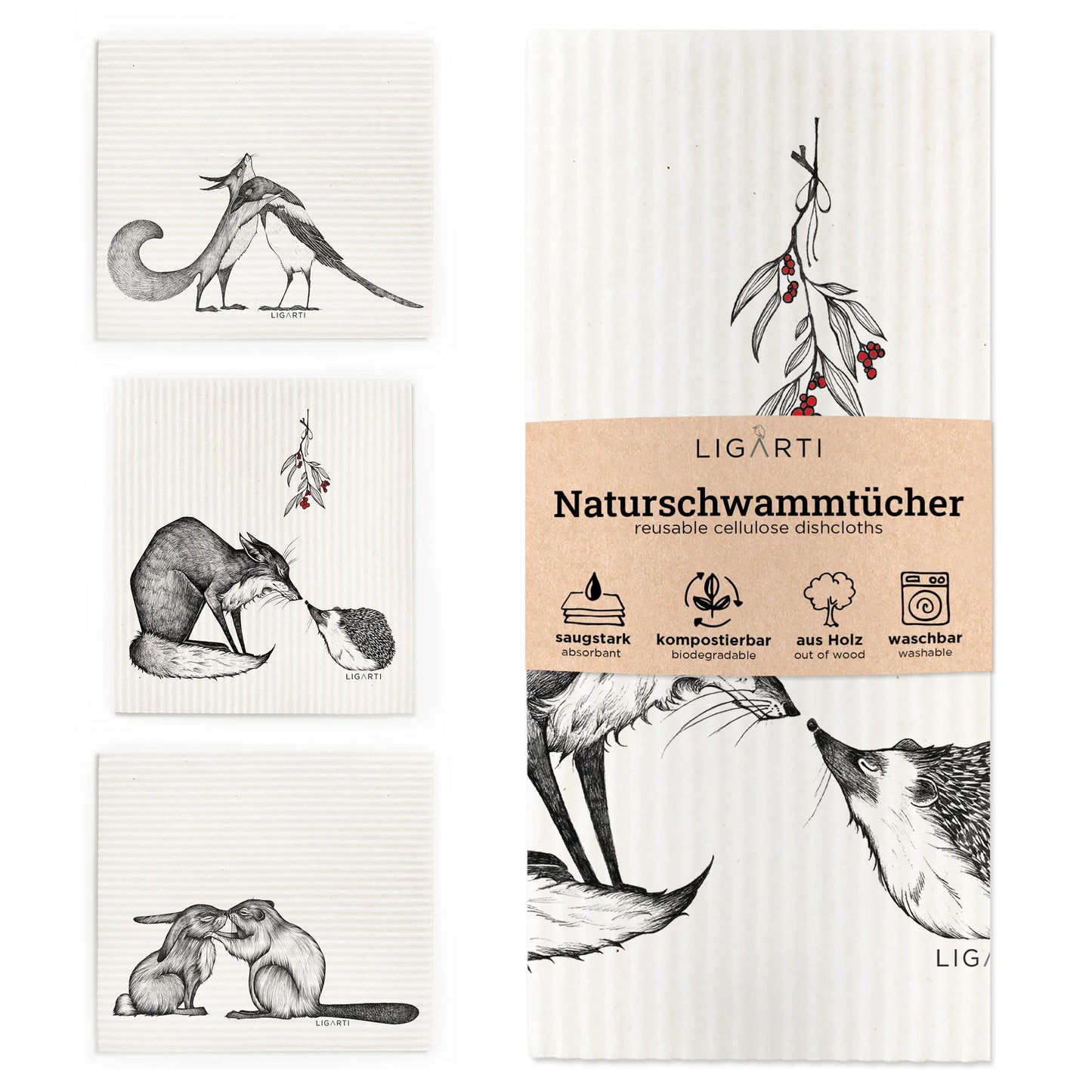 Schwammtuch 3er Set - Kuschelliebe
