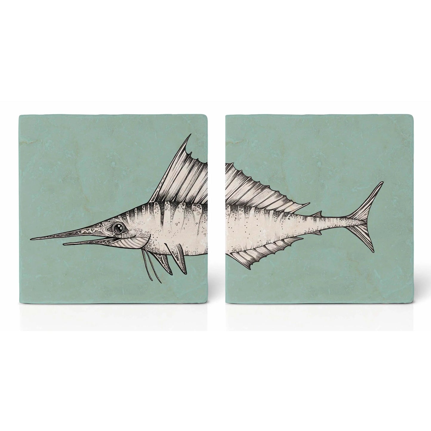 Fliesenuntersetzer 2er - Set Schwertfisch