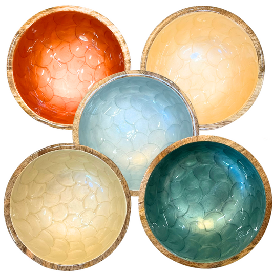 Schale Mangoholz Perlmutt 18cm – Mangoholzschale mit Perlmutt-Einlagen