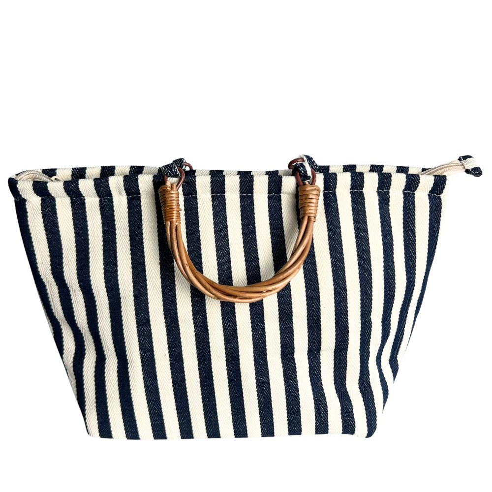 Kühltasche Blau-Weiß – Korbgriff Nahaufnahme