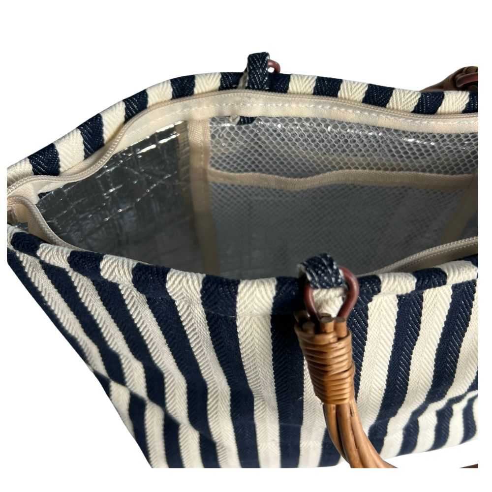 Kühltasche Blau-Weiß – Seitenansicht