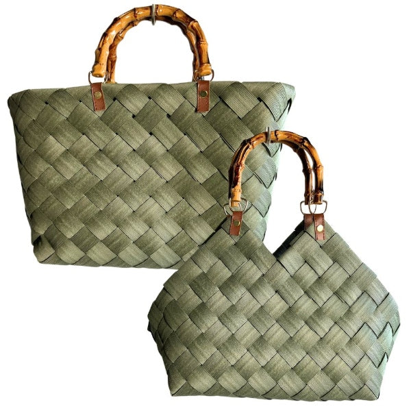 elegante geflochtene Taschen grün