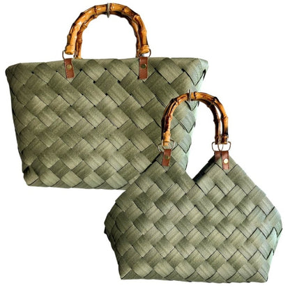 elegante geflochtene Taschen grün