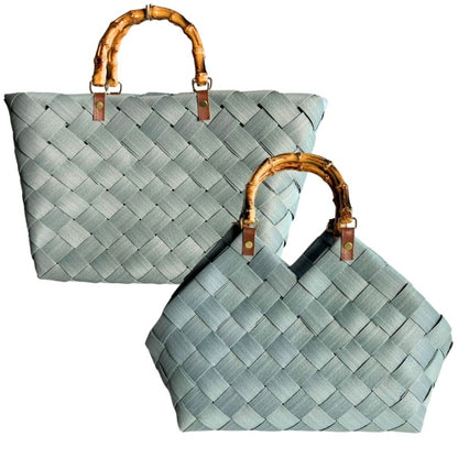 elegante geflochtene Taschen blau