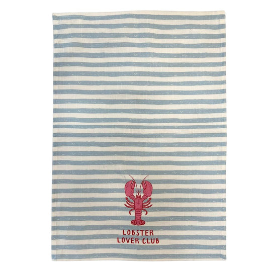 gestreiftes Geschirrtuch mit Lobstermotiv