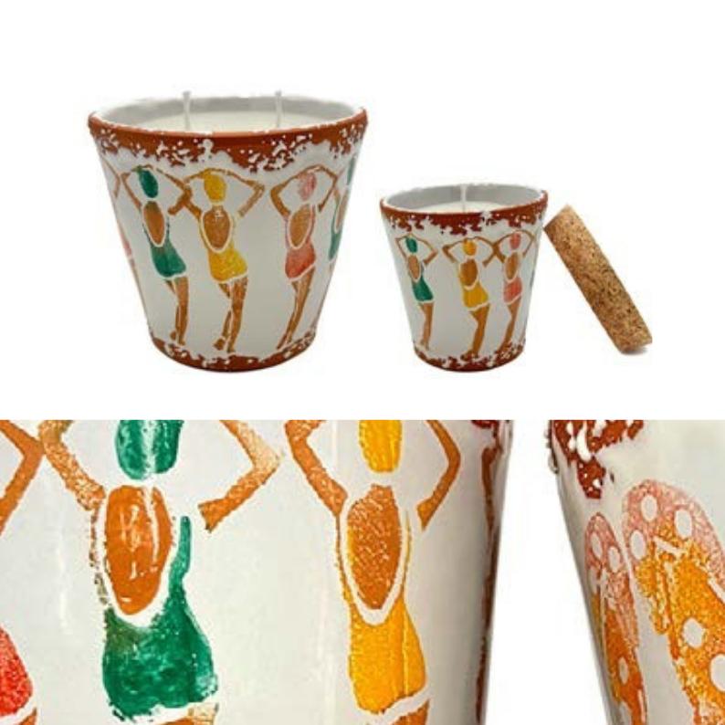 Duftkerze Badende – handbemalte Keramikkerze Sommertage 10 cm