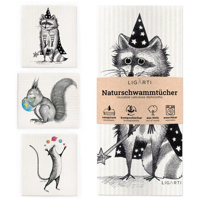 Schwammtuch 3er Set - Magische Tiere