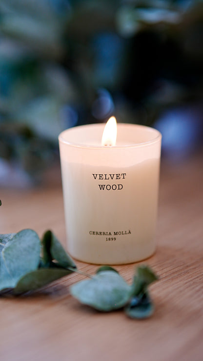Duftkerze Velvet Wood Cereria Mollà – Kerze von vorne