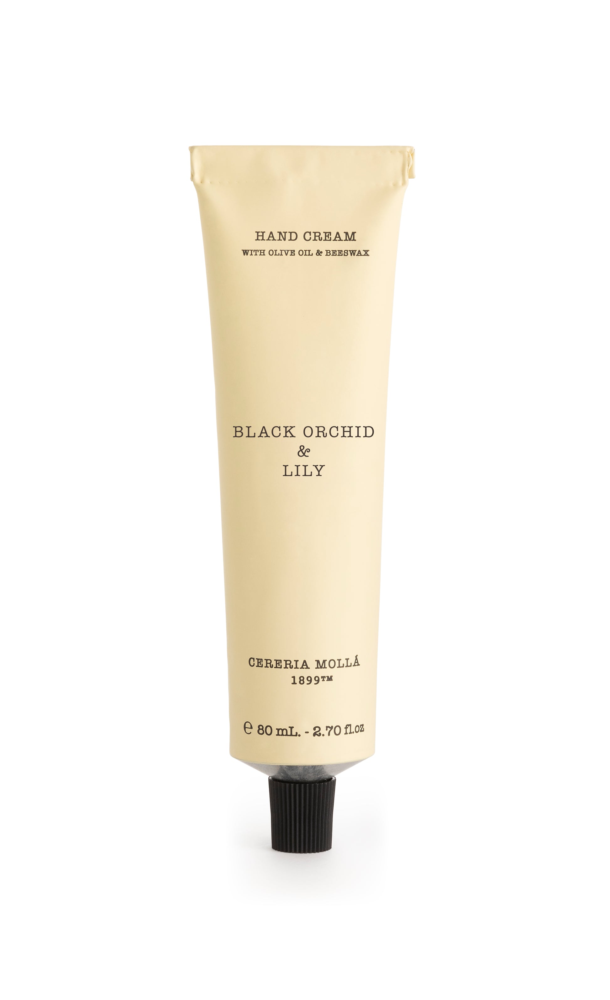 Pflegende Handcreme von Cereria Mollá 1899 mit frischem Black Orchid & Lily Duft. Die schnell einziehende Formel mit 93 % Inhaltsstoffen natürlichen Ursprungs pflegt die Hände weich, geschmeidig und angenehm duftend.