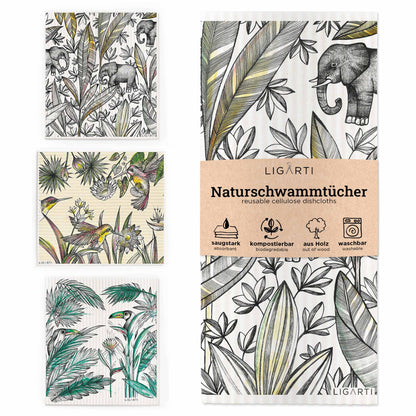 Schwammtuch 3er Set - Dschungel