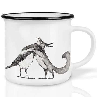 Ligarti Keramiktasse Eichhörnchen & Elster – Tasse mit Waldtier-Motiv