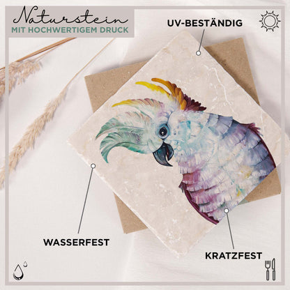 Fliesenuntersetzer 3er - Set Papageientrio