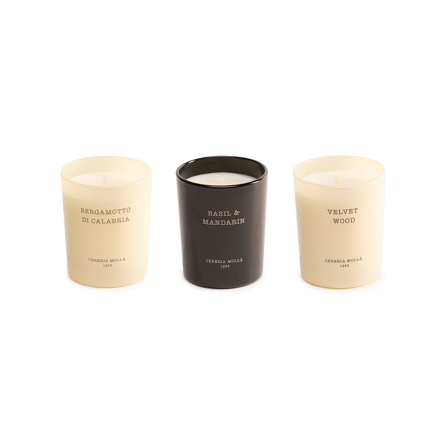 Luxus-Geschenkset Cereria Mollà 3 Kerzen – Geschenkverpackung geöffnet