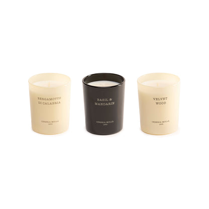Luxus-Geschenkset Cereria Mollà 3 Kerzen – Geschenkverpackung geöffnet