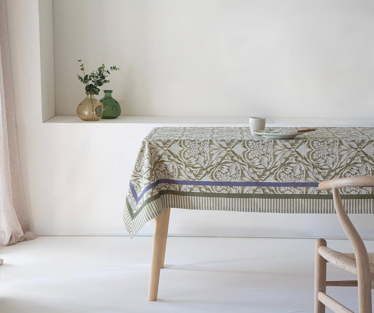 Tischdecke Grün mit Vögeln (150 x 200)