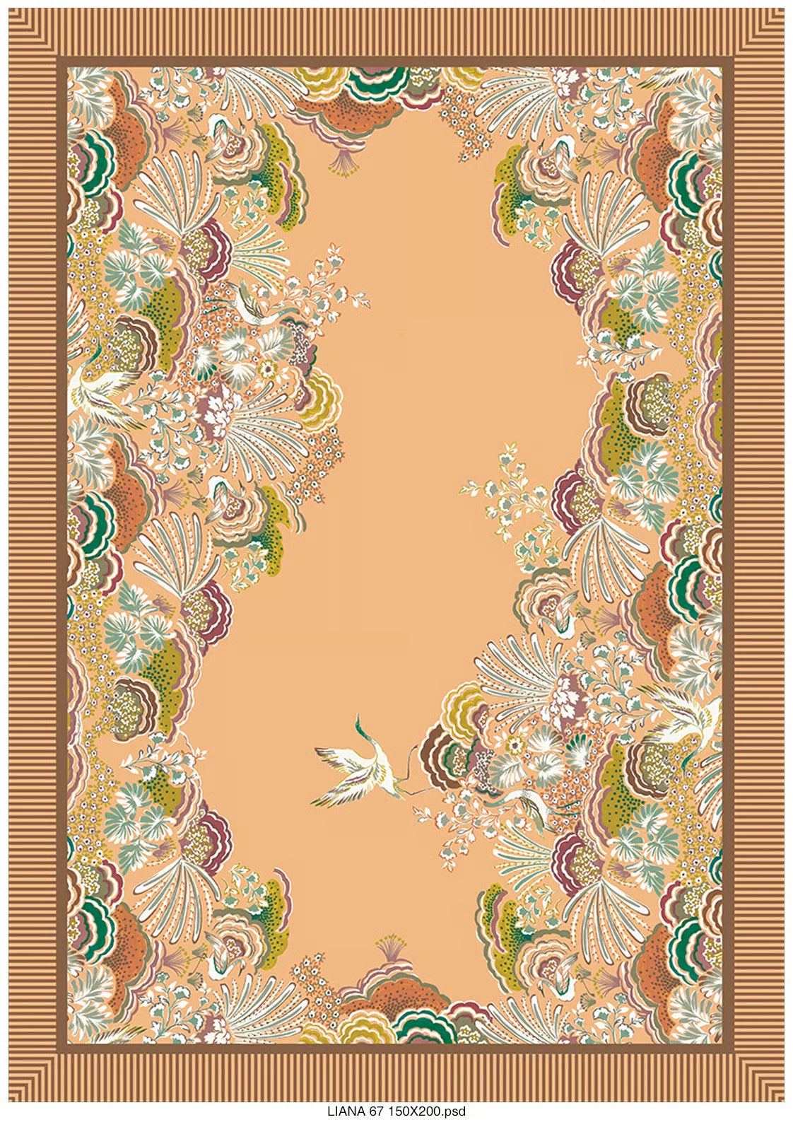 Tischdecke Pfirsich mit Vögeln (150 & 200)