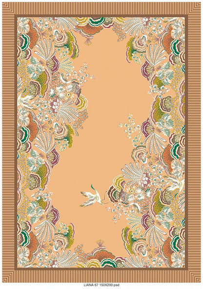 Tischdecke Pfirsich mit Vögeln (150 & 200)