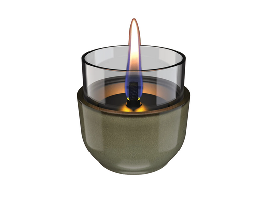 Tenderflame Violet 8 grün – grüne Bio-Ethanol-Tischfackel Veilchenform