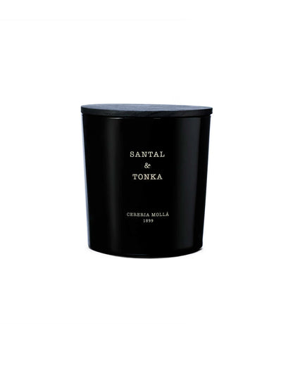 Duftkerze Santal & Tonka Cereria Mollà – Etikett Nahaufnahme